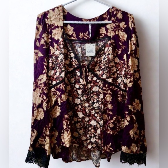 Free People Blouse Size L Multi Color NWT Women's Top - Picture 2 of 5